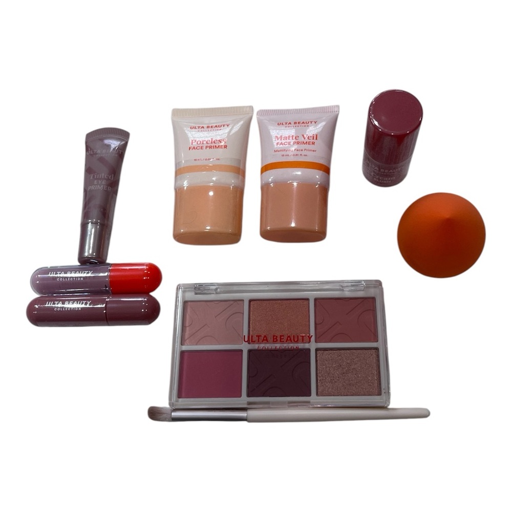 Ulta 9 Piece Mini Makeup Bundle Lip Cheek Face Eye Brush Travel Sized